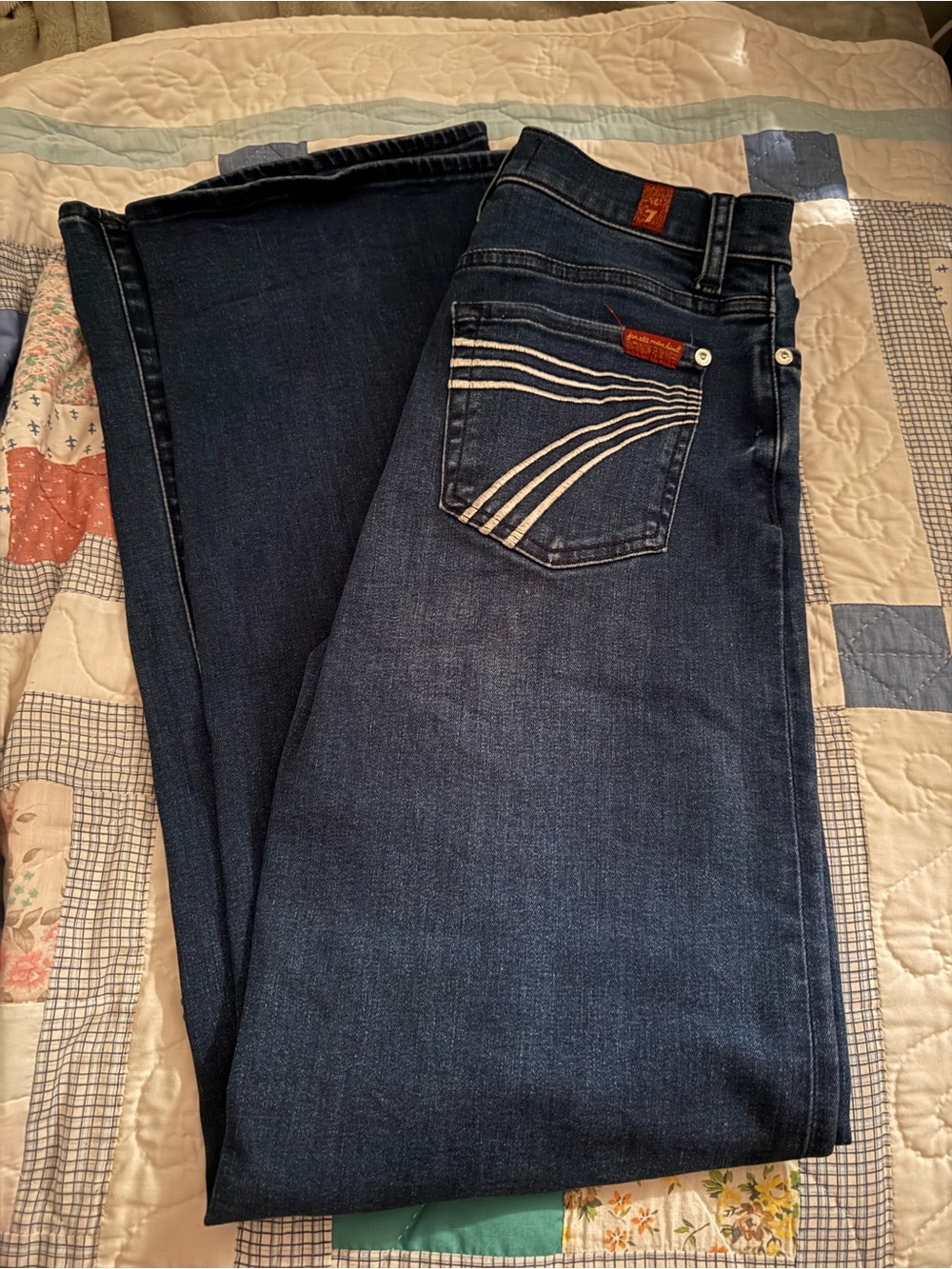7 For All Mankind Wide-Leg High-Rise Jeans in Blue - Picture 3 of 3